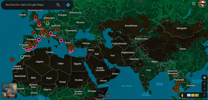 Mes voyages et expatriations avec Google Maps